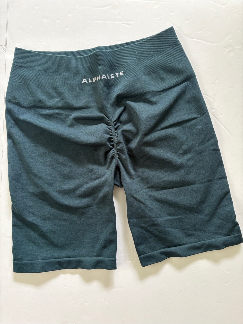 Alphalete Scrunch Front High-Waist Biker Shorts — Teal Green